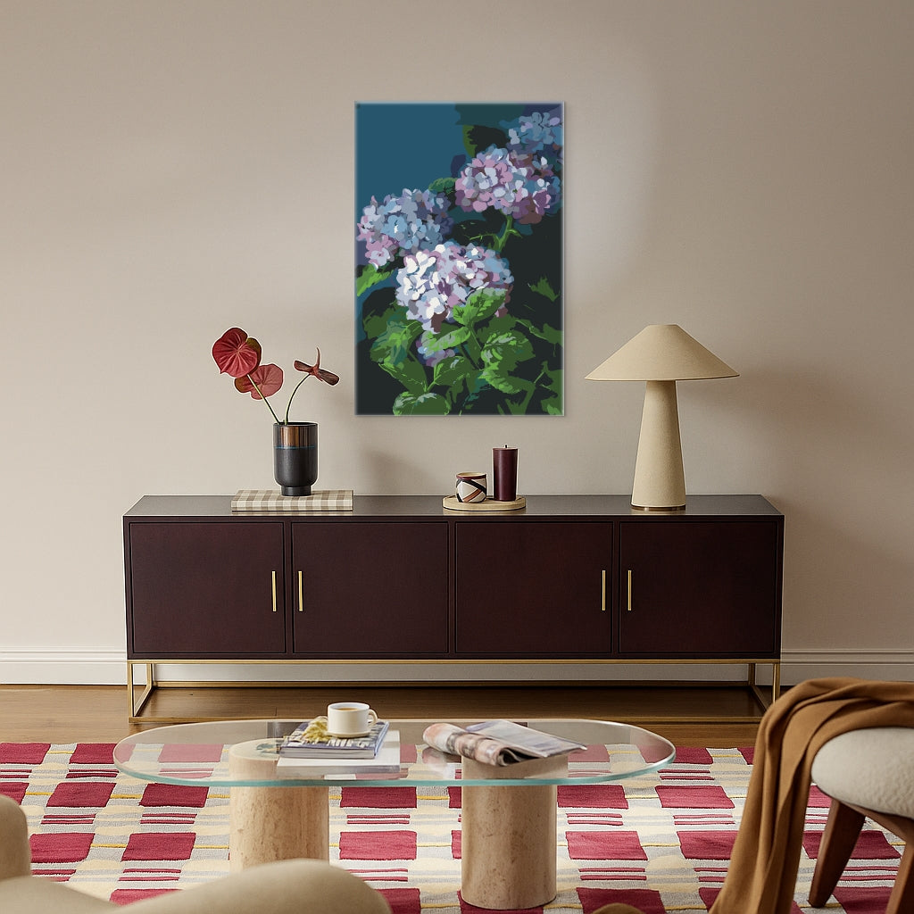 Violette Hortensien - Malen nach Zahlen