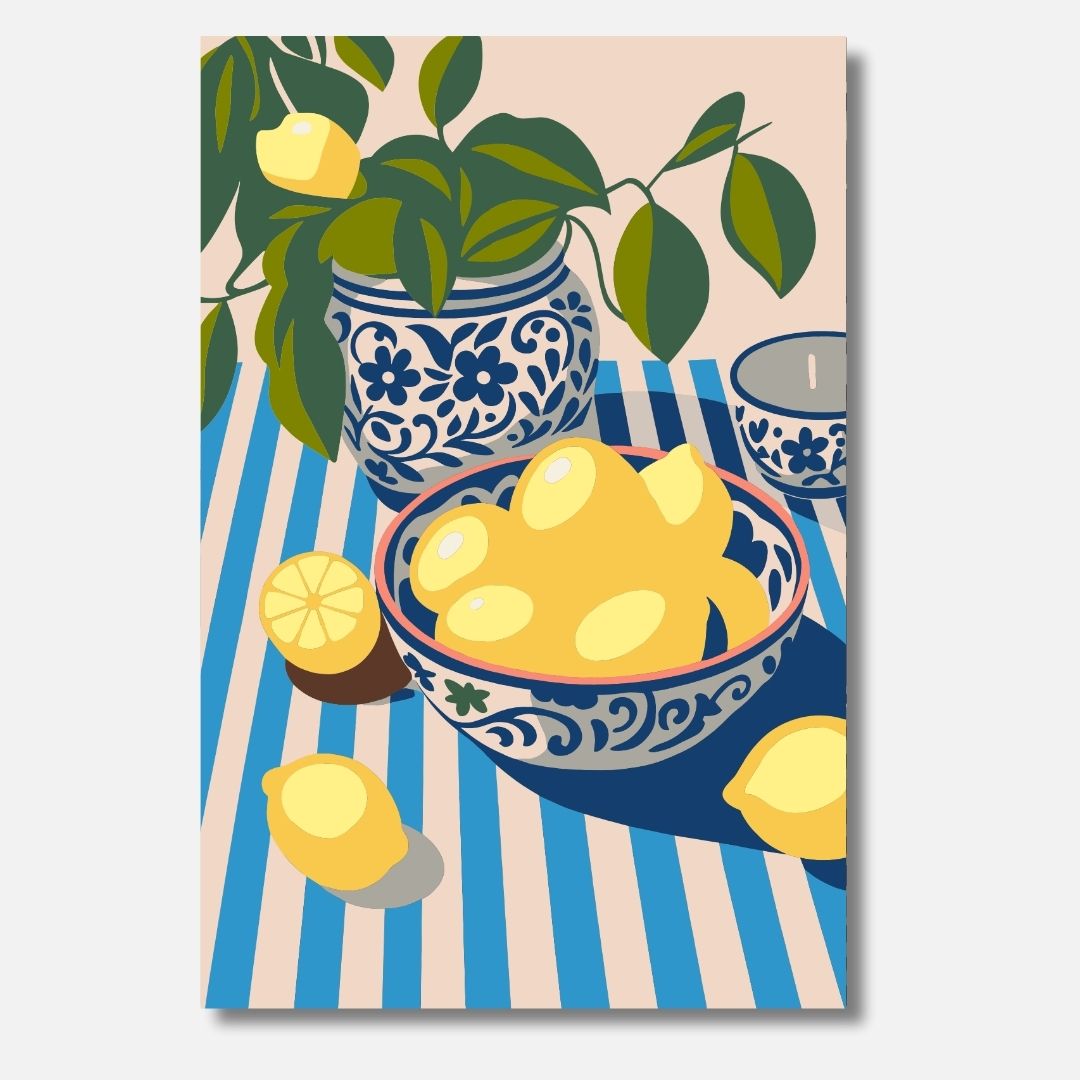 Striped Citrus Delight blue - Malen nach Zahlen