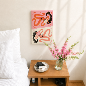 Beach Read Mini Malen nach Zahlen als Wandbild im Schlafzimmer – Abstraktes Lese-Motiv in Pink, DIY Malset Habitus