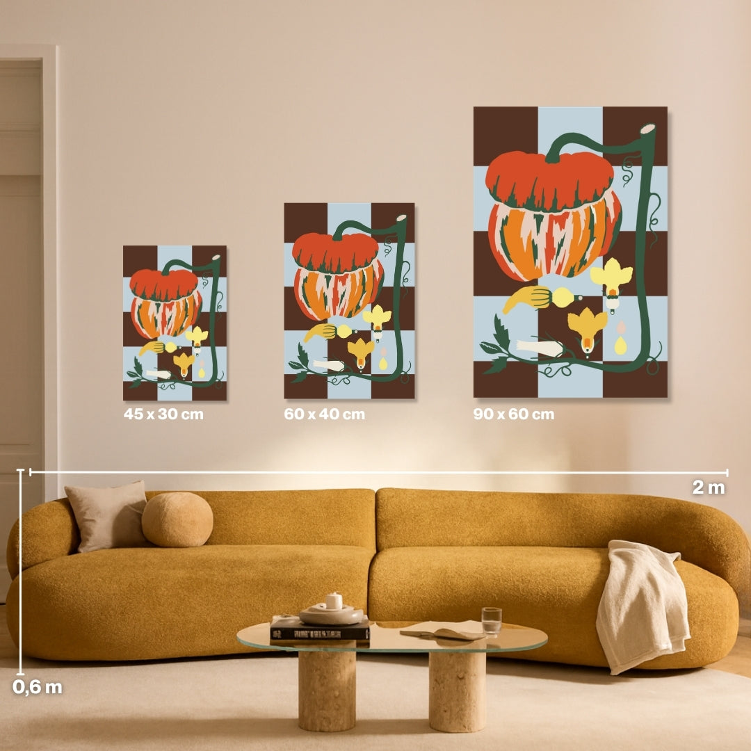Malen nach Zahlen für Erwachsene-Cucurbita pepo: Größenvergleich 45x30, 60x40, 90x60 / Habitus DIY Malset
