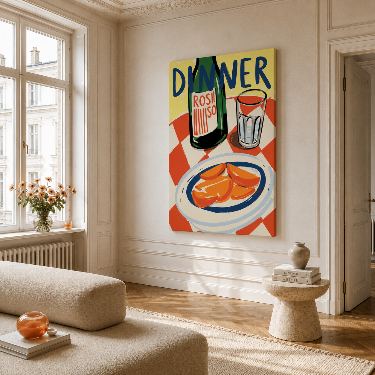 Malen nach Zahlen für Erwachsene – Dinner Motiv als Wandbild im Wohnzimmer | Fertiges Gemälde auf Leinwand von Habitus