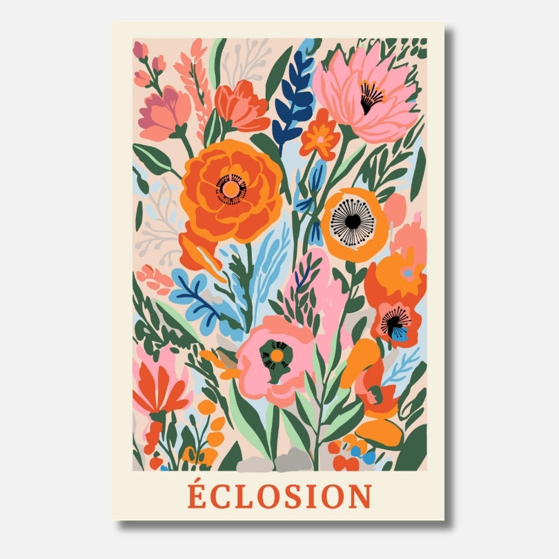 Éclosion Malen nach Zahlen für Erwachsene – Hochwertiges DIY Malset mit Blütenaufgang, orange-grünes Blumenmotiv