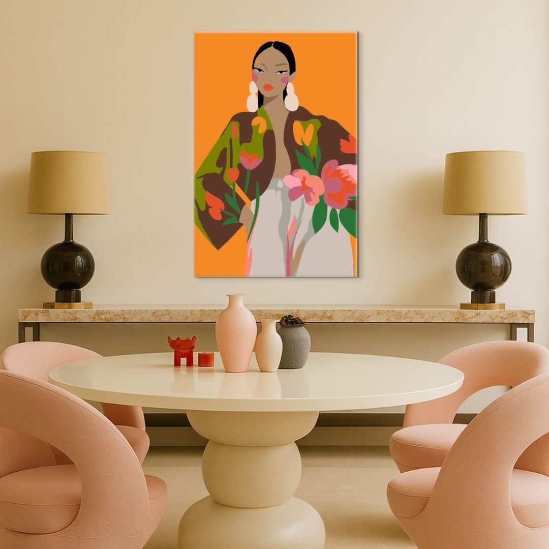 Orange Woman - Malen nach Zahlen