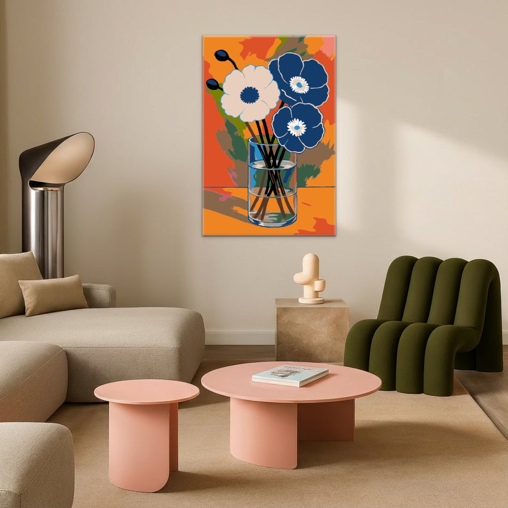 Mohnblumen Stillleben blau - Malen nach Zahlen