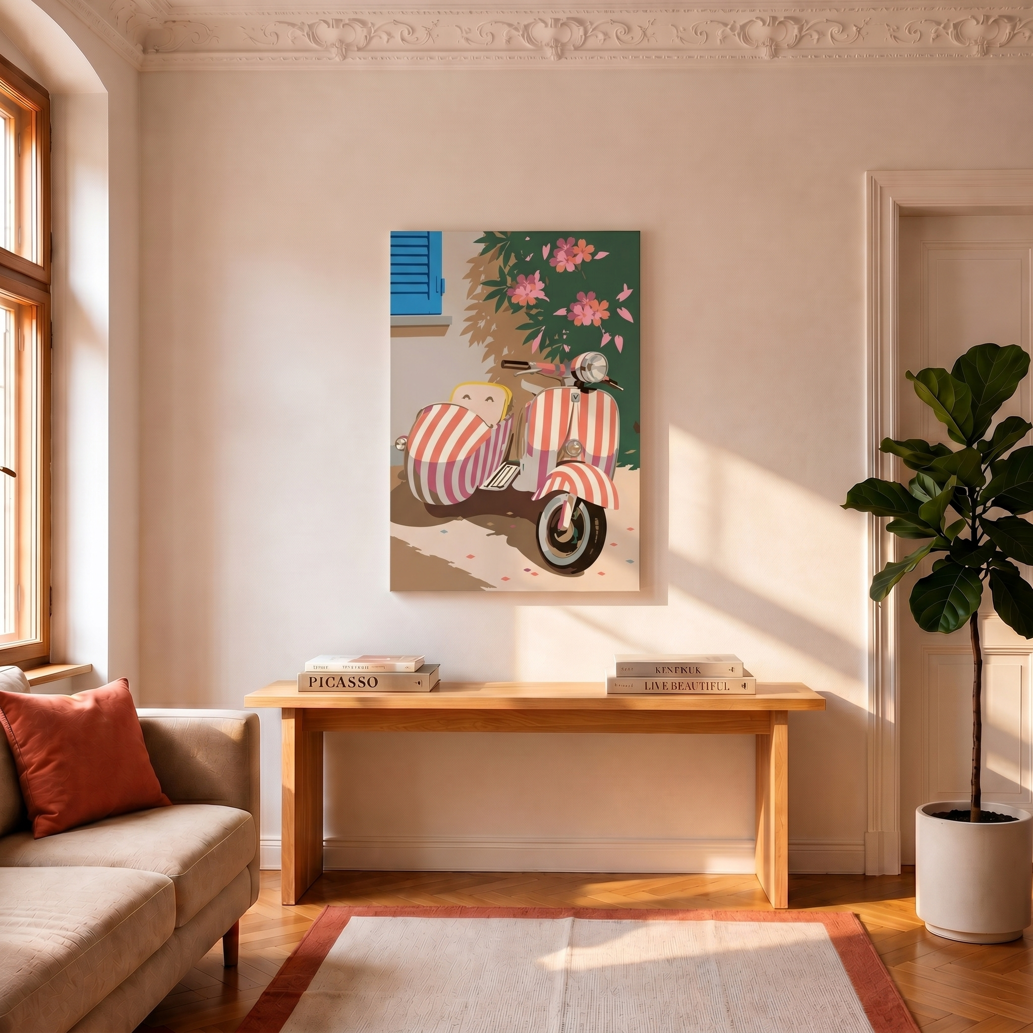 Pink Vespa - Painting by numbers