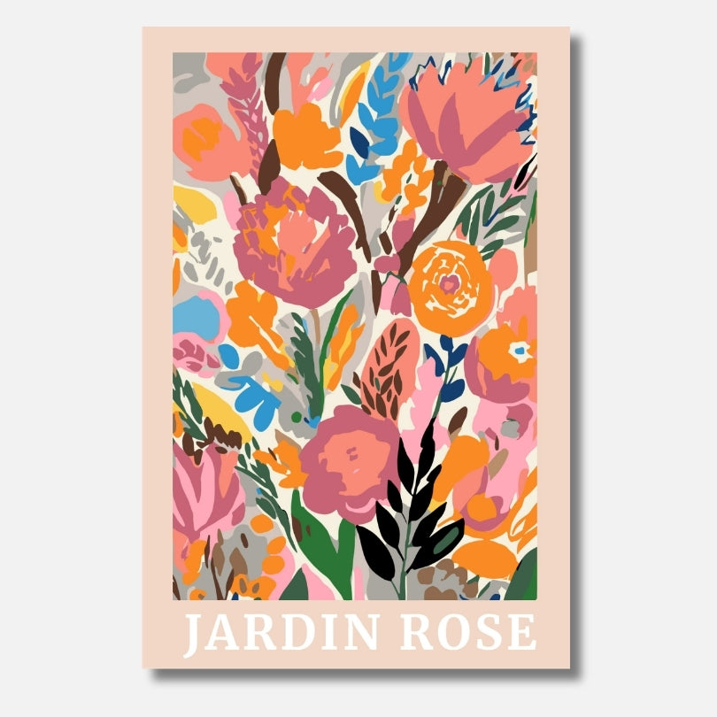 Jardin Rose Malen nach Zahlen für Erwachsene – Hochwertiges DIY Malset mit buntem Blumenmotiv, Acrylfarben und Leinwand