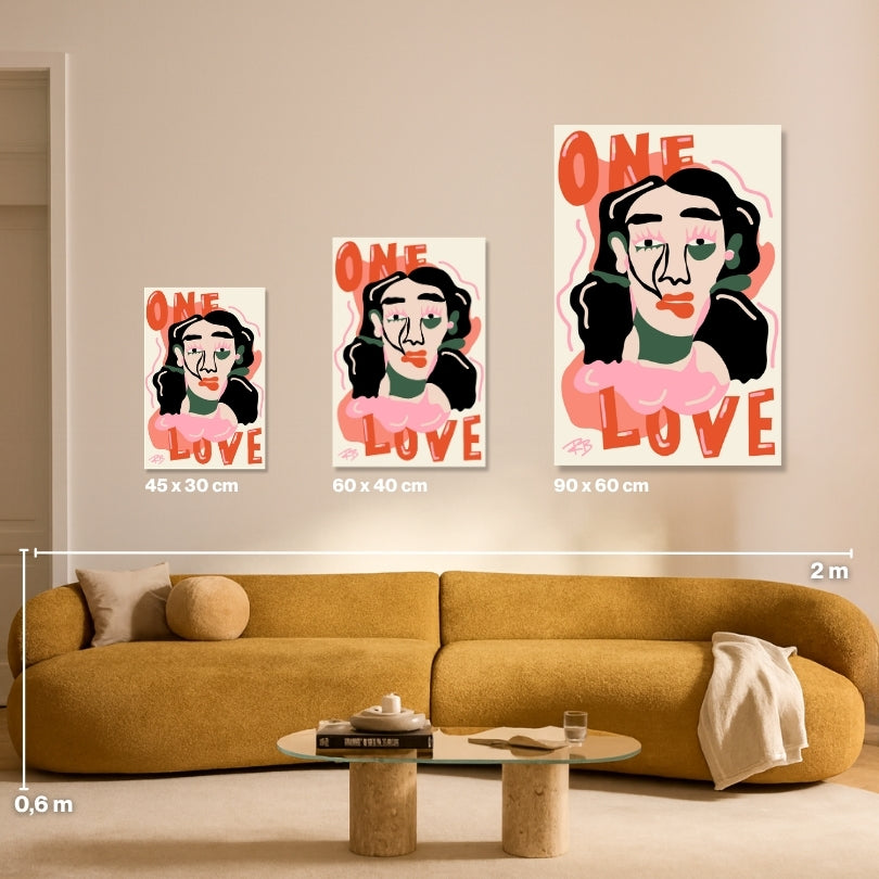 Juna One Love Malen nach Zahlen Größenvergleich – 45x30 60x40 90x60 cm DIY Malset Portrait-Motiv Erwachsene