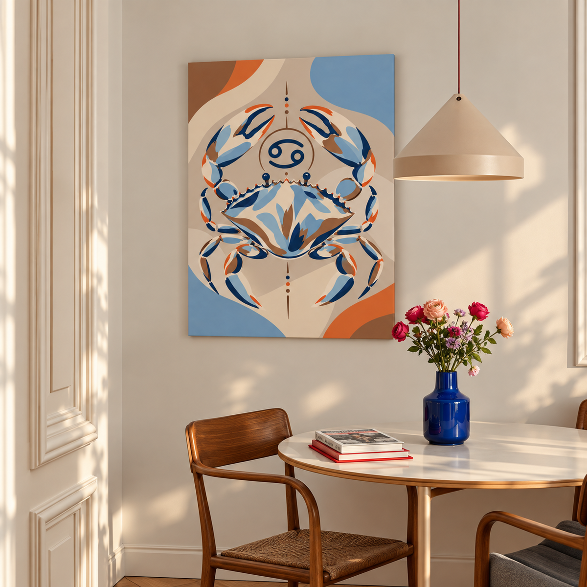 Malen nach Zahen für Erwachsene-Krebs als Wandbild im Wohnzimmer/Fertiges Gemälde auf Leinwand von Habitus