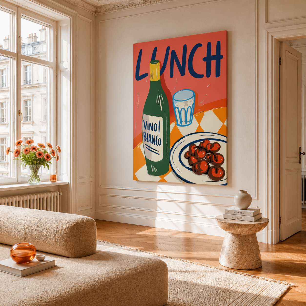 Malen nach Zahlen für Erwachsene – Lunch Motiv als Wandbild im Wohnzimmer | Fertiges Gemälde auf Leinwand von Habitus