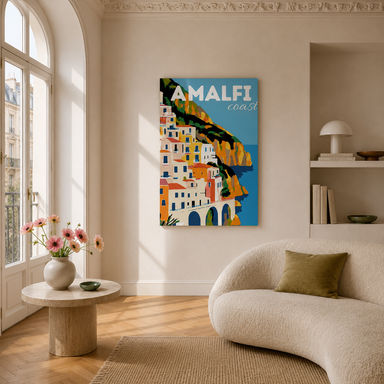 Malen nach Zahlen Erwachsene Amalfi Kueste Motiv als Wandbild im Wohnzimmer - habitus studio DIY Malset