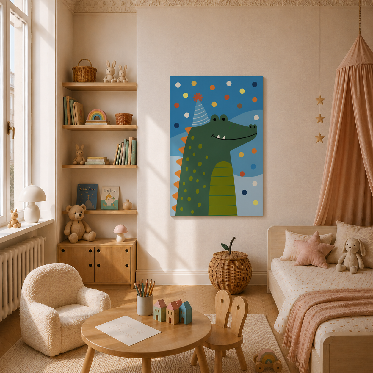 Malen nach Zahlen Erwachsene Blue Crocodile Krokodil Motiv als Wandbild im Wohnzimmer - habitus studio DIY Malset