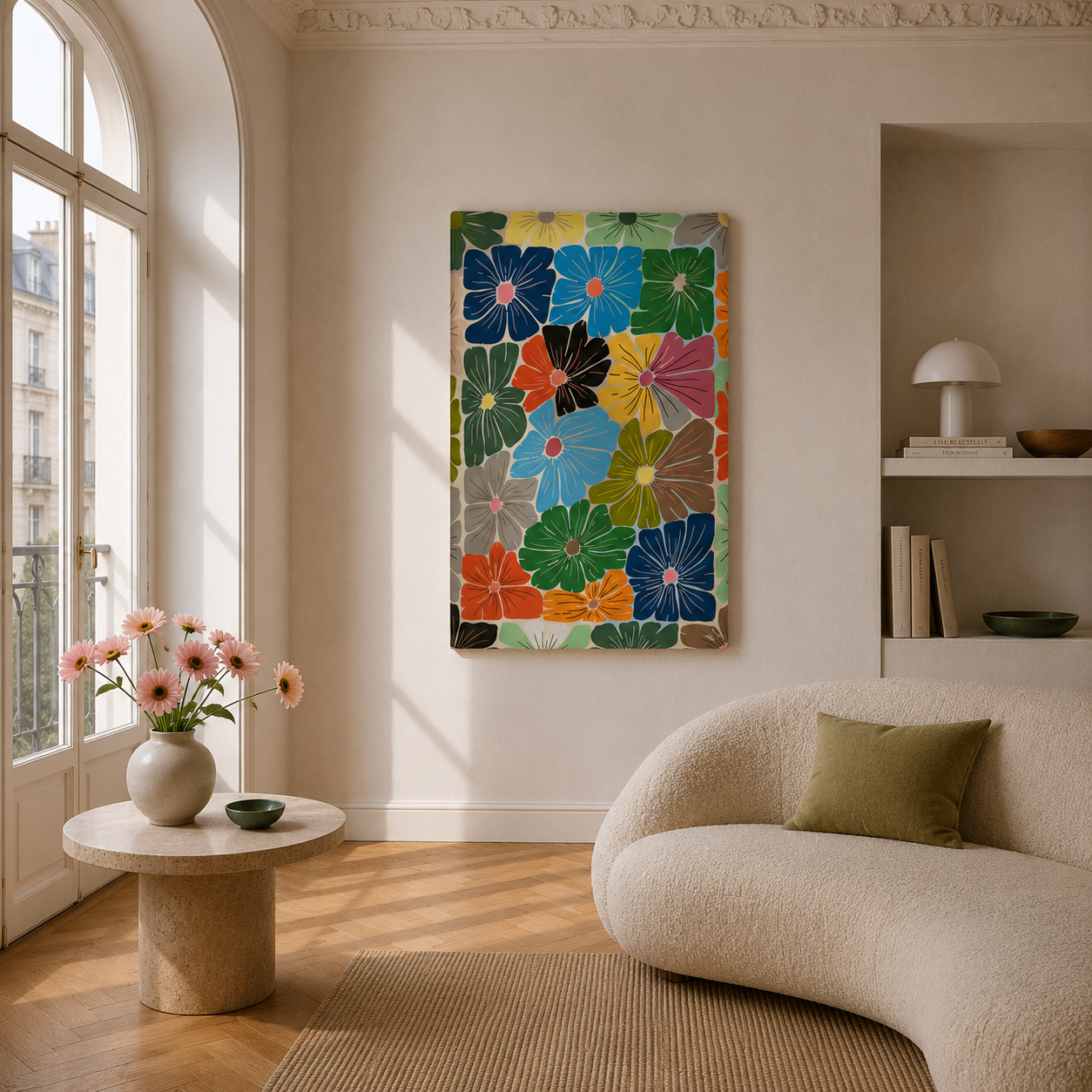 Malen nach Zahlen Erwachsene Blumenmeer bunte Blumen Motiv als Wandbild im Wohnzimmer - habitus studio DIY Malset