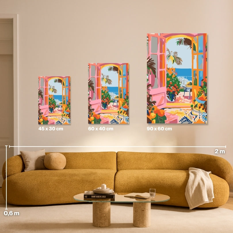 Malen nach Zahlen A Touch of Cote dAzur Groessen Vergleich Leinwand 45x30 60x40 90x60 cm - habitus studio