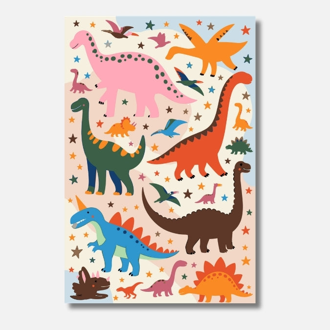 Malen nach Zahlen Erwachsene Dino Party bunte Dinosaurier Tiere Motiv | Hochwertiges DIY Malset habitus studio
