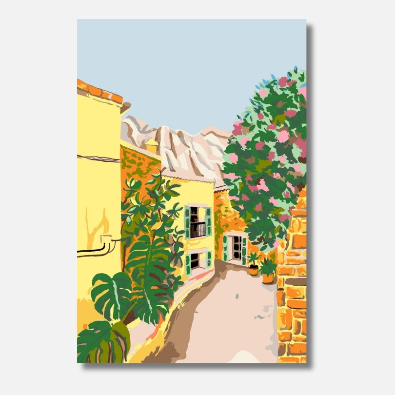 Malen nach Zahlen für Erwachsene – Gasse in Fornalutx auf Mallorca, hochwertiges DIY Set von habitus