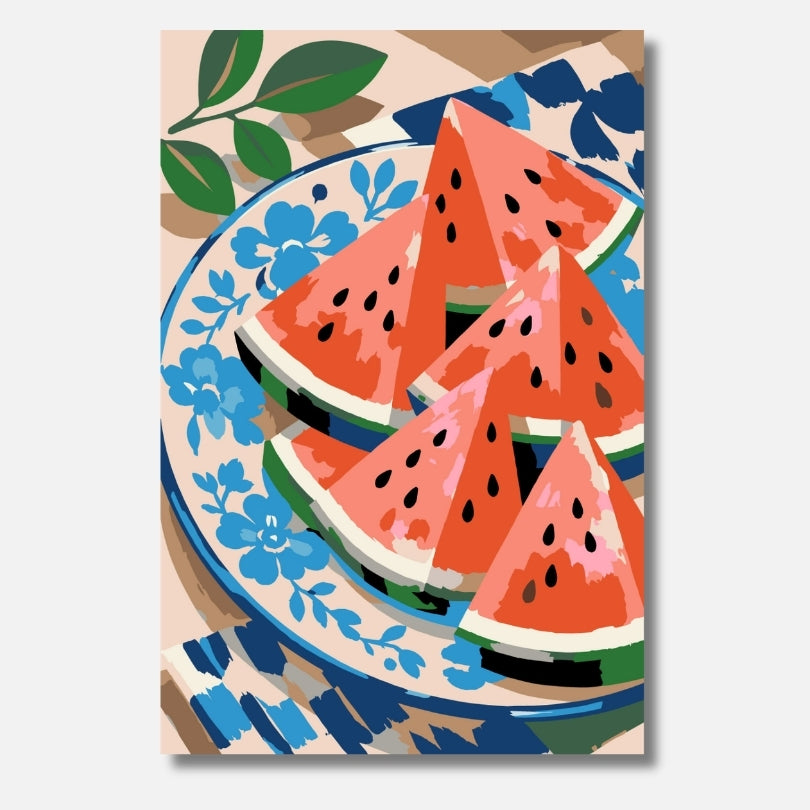 Malen nach Zahlen für Erwachsene – Wassermelonen Stillleben, hochwertiges DIY Set von habitus