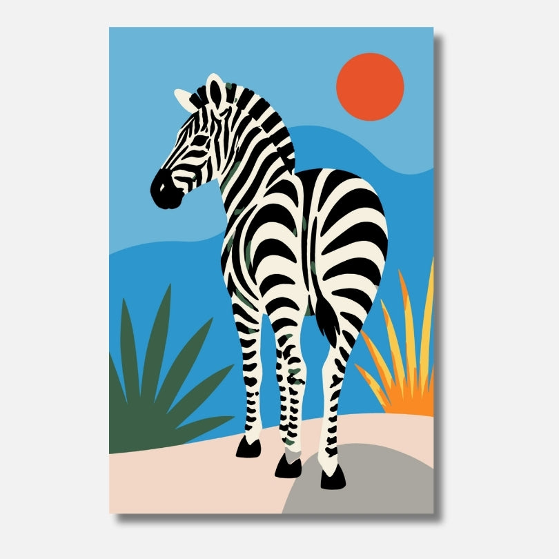 Malen nach Zahlen für Erwachsene – Zebra Motiv mit Sonnenuntergang, hochwertiges DIY Set von habitus