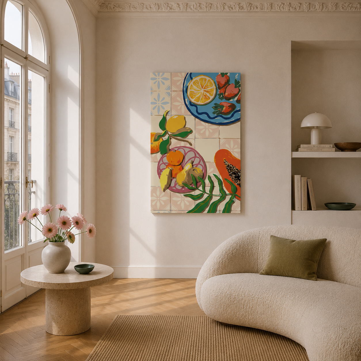 Malen nach Zahlen Erwachsene Fruit and Ceramics Obst Keramik Motiv als Wandbild im Wohnzimmer - habitus studio DIY Malset