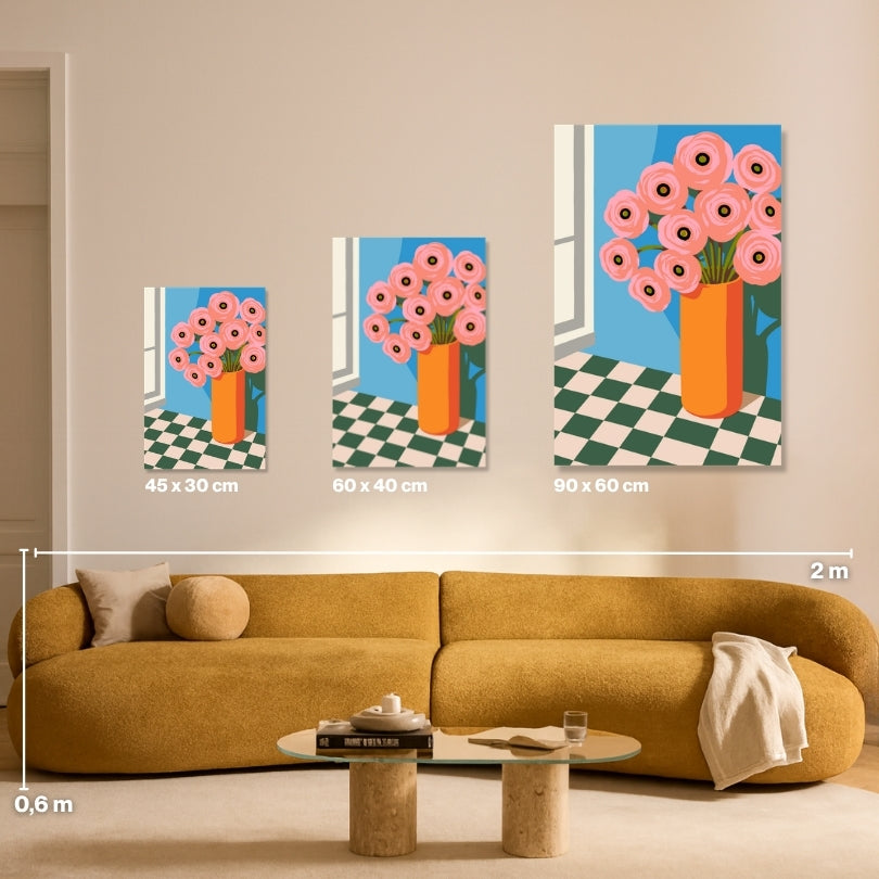 Malen nach Zahlen Größenvergleich: 45x30 cm, 60x40 cm und 90x60 cm Leinwand