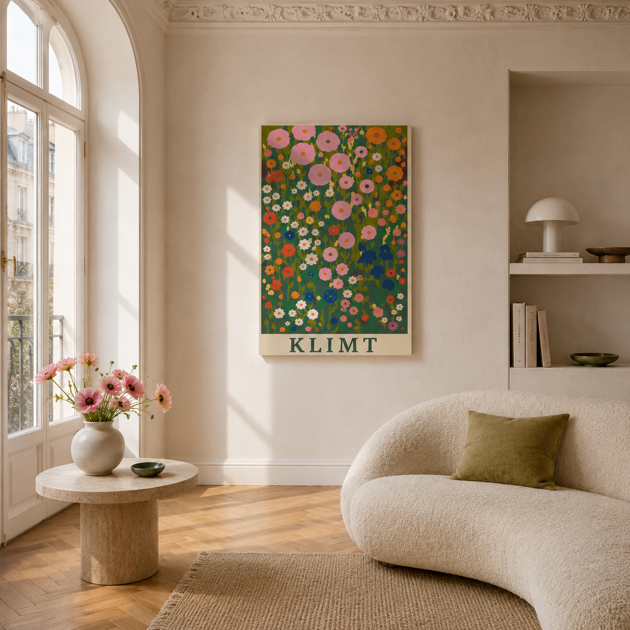 Malen nach Zahlen Erwachsene Klimt Jugendstil Blumen Motiv als Wandbild im Wohnzimmer - habitus studio DIY Malset