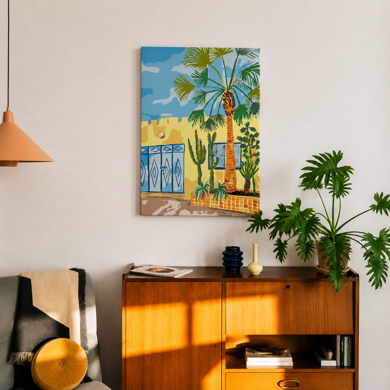 Fertiges Malen-nach-Zahlen-Bild Marokko-Gasse als Wanddeko im Wohnzimmer