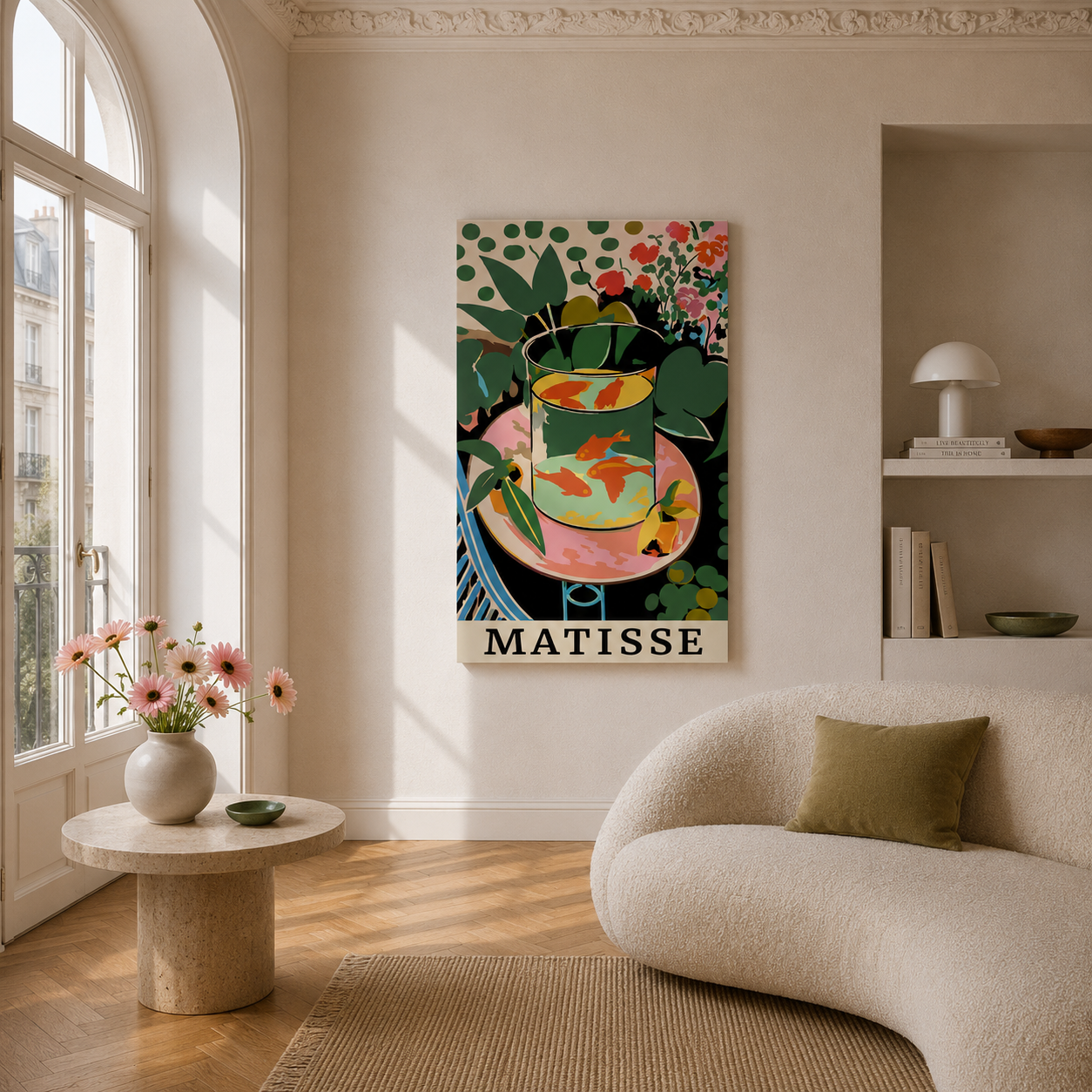 Malen nach Zahlen Erwachsene Matisse Fische Goldfische Motiv als Wandbild im Wohnzimmer - habitus studio DIY Malset