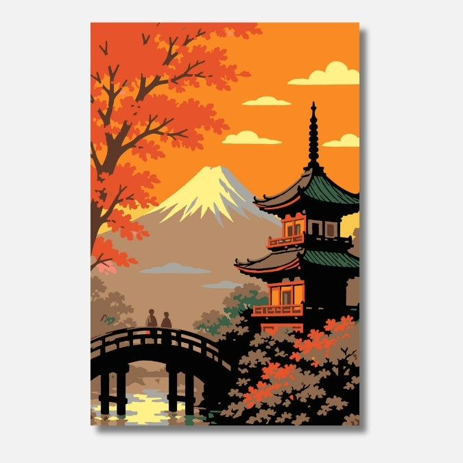 Malen nach Zahlen Erwachsene Mount Fuji Japan Fujisan Herbst Torii Motiv | Hochwertiges DIY Malset habitus studio