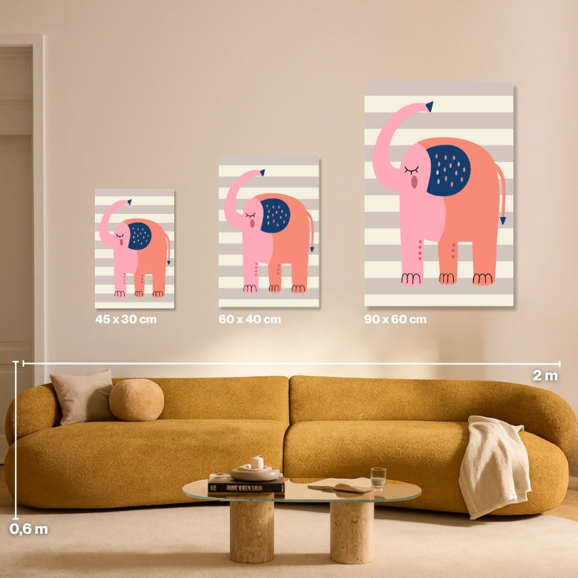 Malen nach Zahlen Rosa Elefant Groessen Vergleich Leinwand 45x30 60x40 90x60 cm - habitus studio