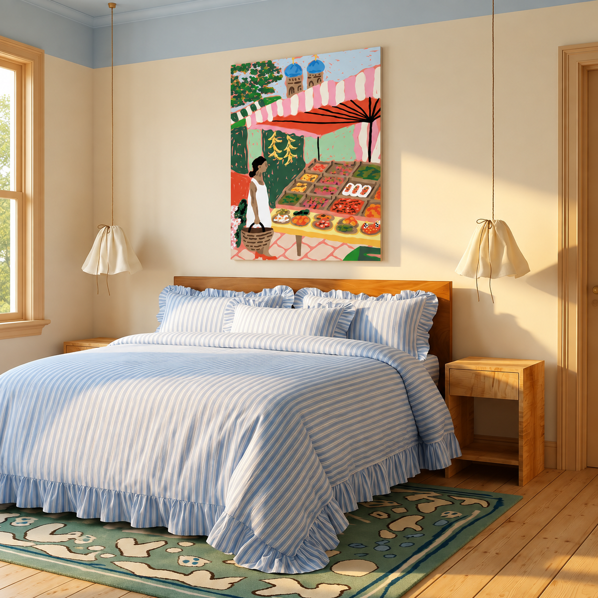 Malen nach Zahlen für Erwachsene als Wandbild m Schlafzimmer/Fertiges Gemälde auf Leinwand von Habitus