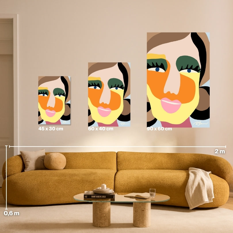 Mia Malen nach Zahlen Größen 45x30 60x40 90x60 cm – Größenvergleich DIY Malset Portrait Erwachsene