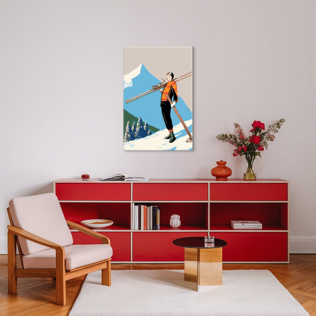 Skier With Colorful Scarf - Malen nach Zahlen