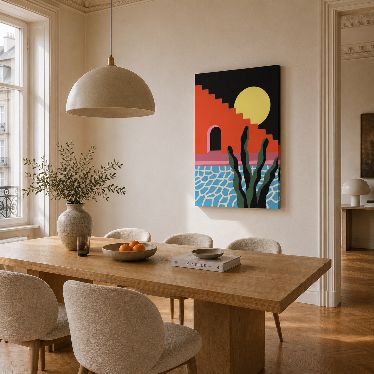 Malen nach Zahlen für Erwachsene – Plants by the Pool 6 als Wandbild im Wohnzimmer | Fertiges Gemälde auf Leinwand von Habitus