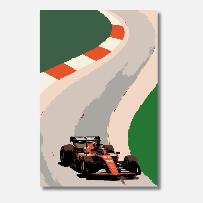 Malen nach Zahlen für Erwachsene – Race Curve: Formel-1-Rennwagen auf Kurve | Hochwertiges DIY Malset von Habitus