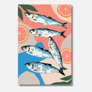 Sea Salt and Lemon Mini Malen nach Zahlen für Erwachsene – Mediterrane Sardinen mit Zitronenscheiben, stilvolles Fisch Motiv, DIY Malset Habitus