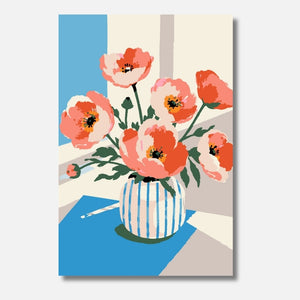 Soft Petals Mini Malen nach Zahlen für Erwachsene – Sanfte Mohnblumen in Pastelltönen, wunderschönes florales Motiv, DIY Malset Habitus