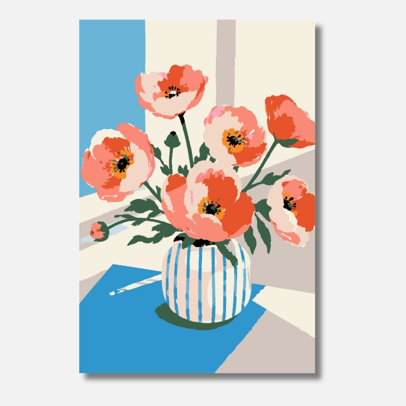 Soft Petals Mini Malen nach Zahlen für Erwachsene – Sanfte Mohnblumen in Pastelltönen, wunderschönes florales Motiv, DIY Malset Habitus