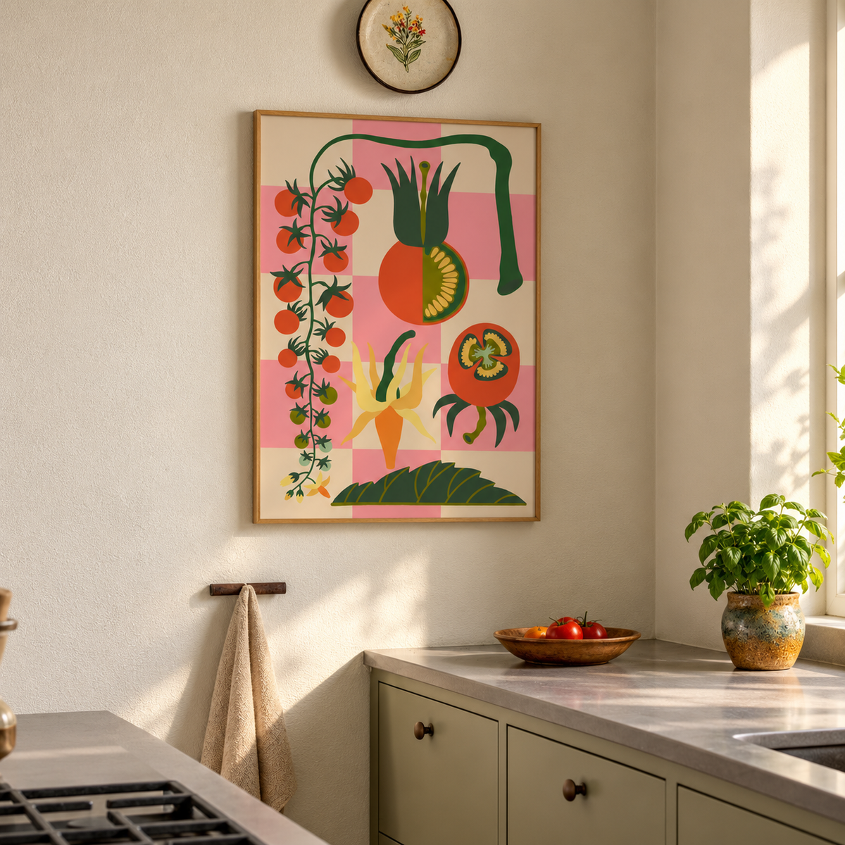 Malen nach Zahlen für Erwachsene-Solanum lycopersicum als Wandbild in der Küche/Fertiges Gemälde als Leinwand von Habitus