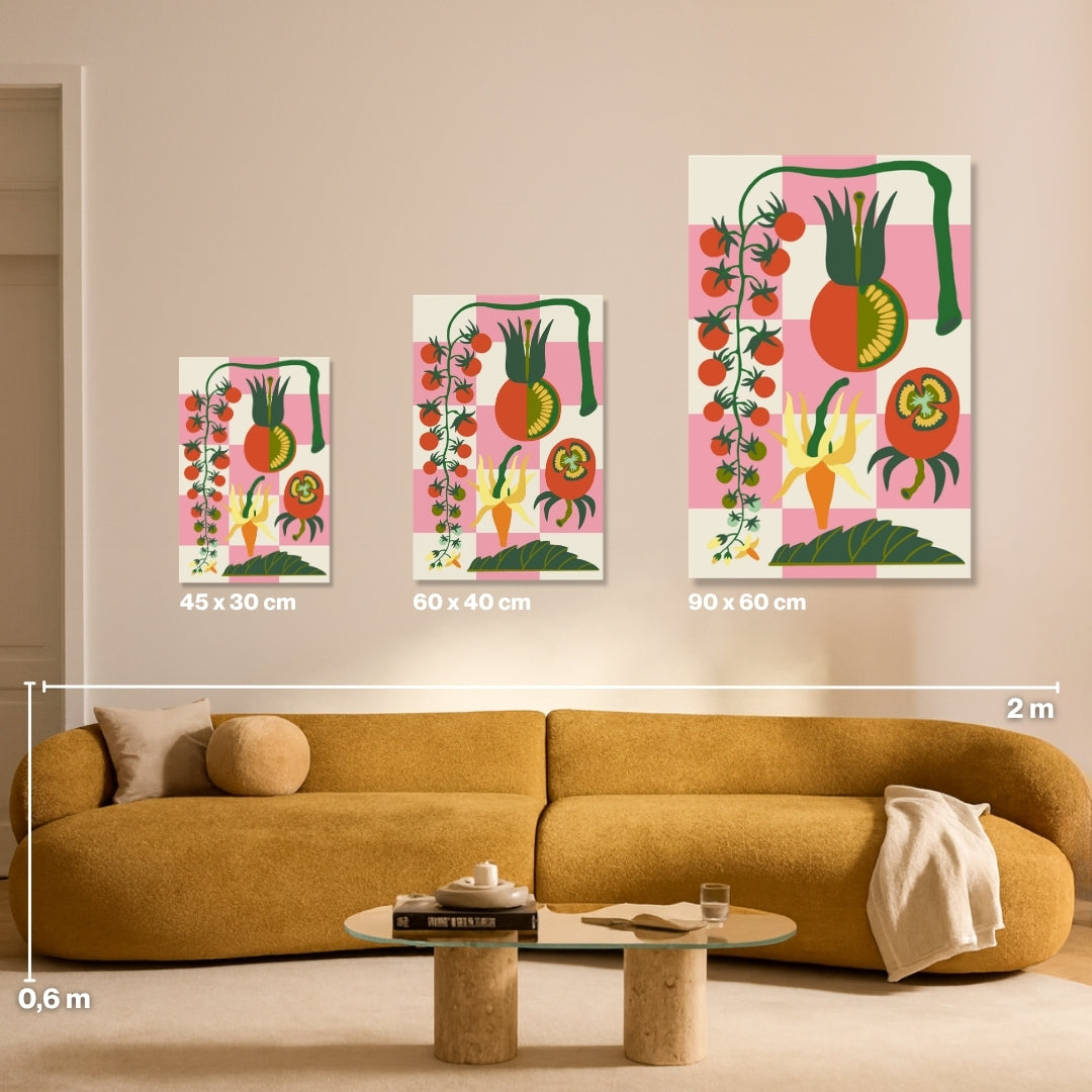 Malen nach Zahlen für Erwachsene-Solanum lycopersicum: Größenvergleich Leinwand 45x30, 60x40, 90x60/Habitus DIY Malset
