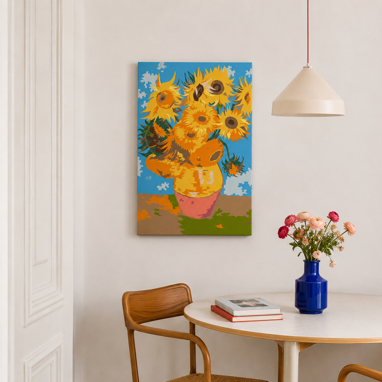 Sonnenblumen Van Gogh Malen nach Zahlen Erwachsene – Van Gogh Sonnenblumen als Wandgemälde, hochwertiges DIY Malset
