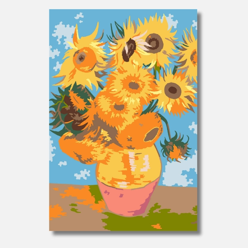 Sonnenblumen Van Gogh Malen nach Zahlen für Erwachsene – Hochwertiges DIY Malset Sonnenblumen inspiriert von Vincent van Gogh