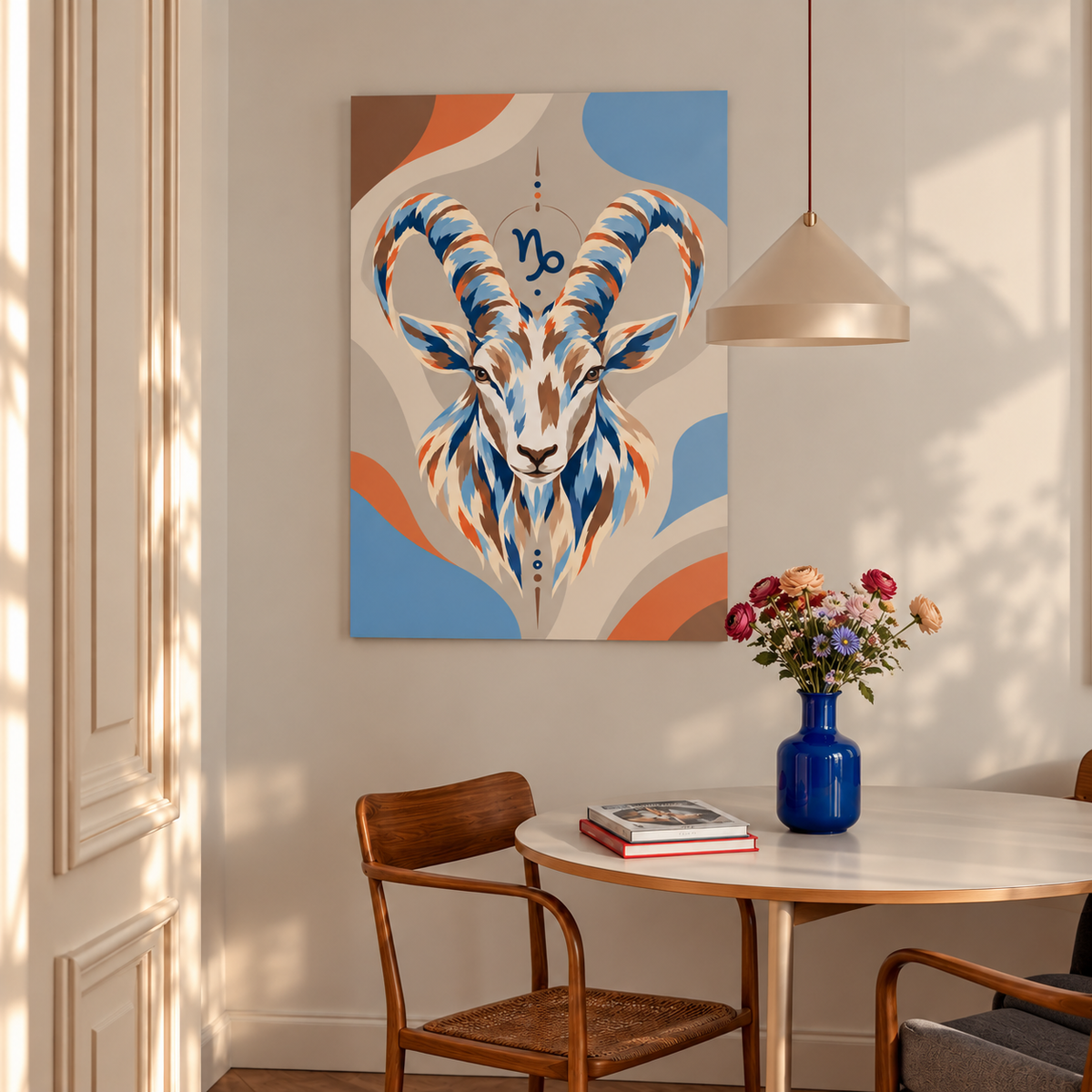 Malen nach Zahlen für Erwachsene-Steinbock als Wandbild im Wohnzimmer/Fertiges Gemälde auf Leinwand von Habitus