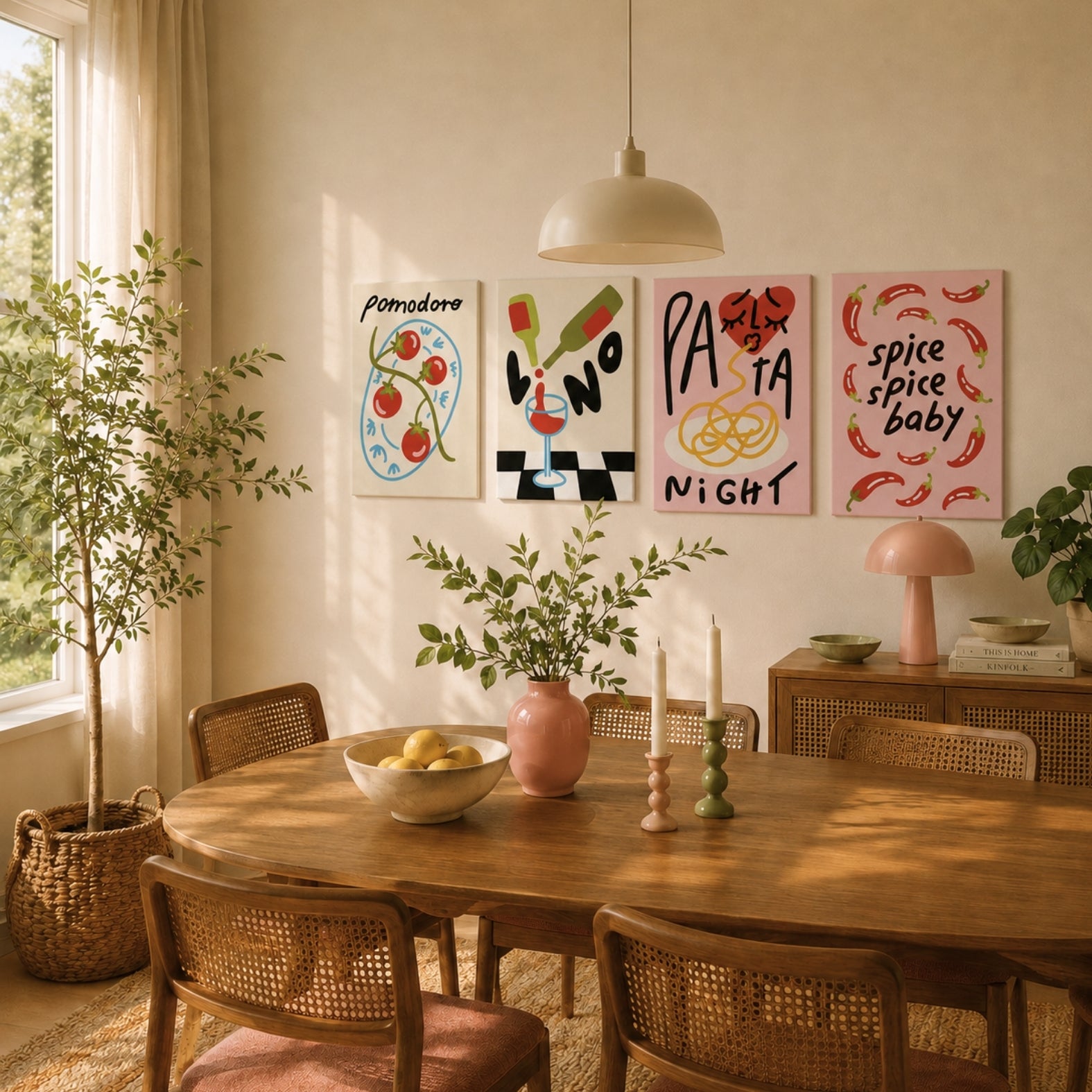 Taste of Italy Ausmalbox als Wanddeko im Esszimmer – 4 Leinwände zum Ausmalen im italienischen Stil