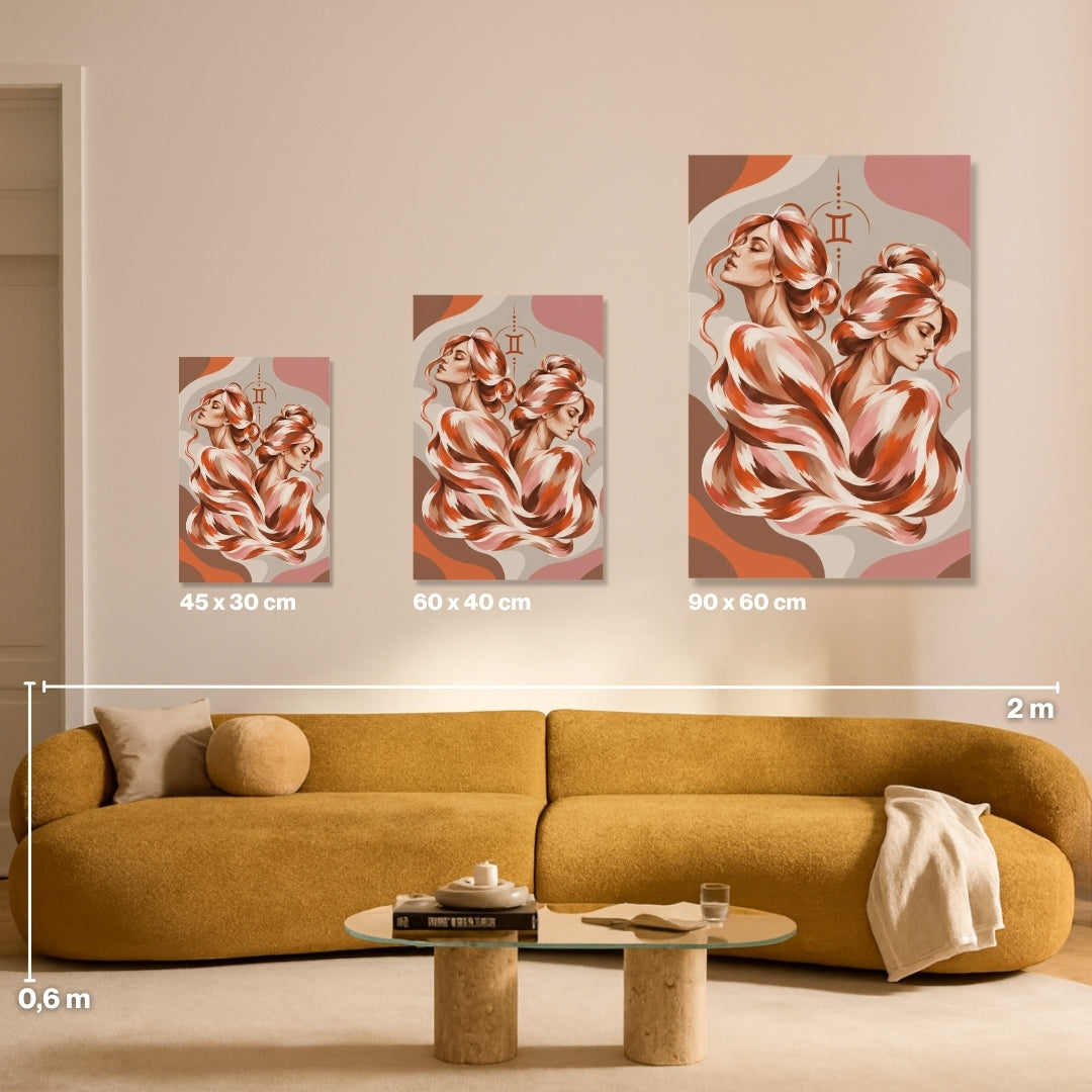 Malen nach Zahlen für Erwachsene-Zwilling: Größenvergleich Leinwand 45x30, 60x40, 90x60/ Habitus DIY Malset