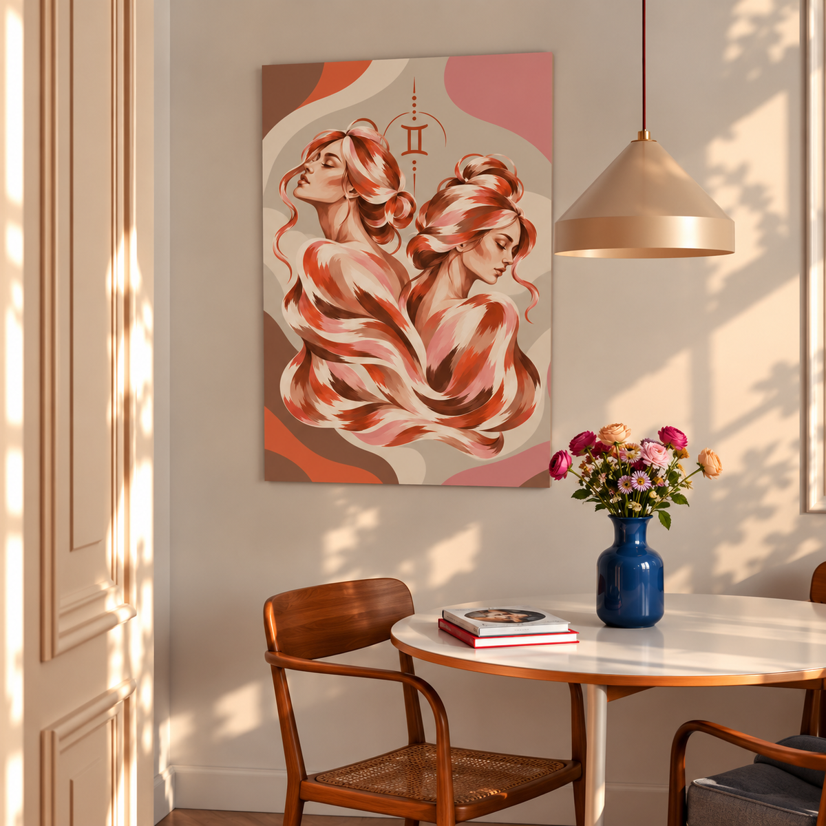 Malen nach Zahlen für Erwachsene-Zwilling als Wandbild im Wohnzimmer/Fertiges Gemälde auf Leinwand von Habitus